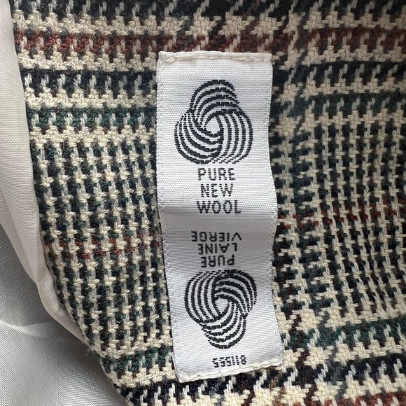 Vintage Oversized Houndstooth Plaid Wool Knit Blazer Jacket Coat Preppy Academia - Picture 7 of 8